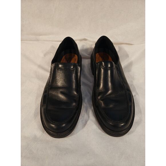 Ecco Mens‎ 44/10.5 Leather Comfort Slip On Black Casual Loafers Round Toe - Picture 1 of 6